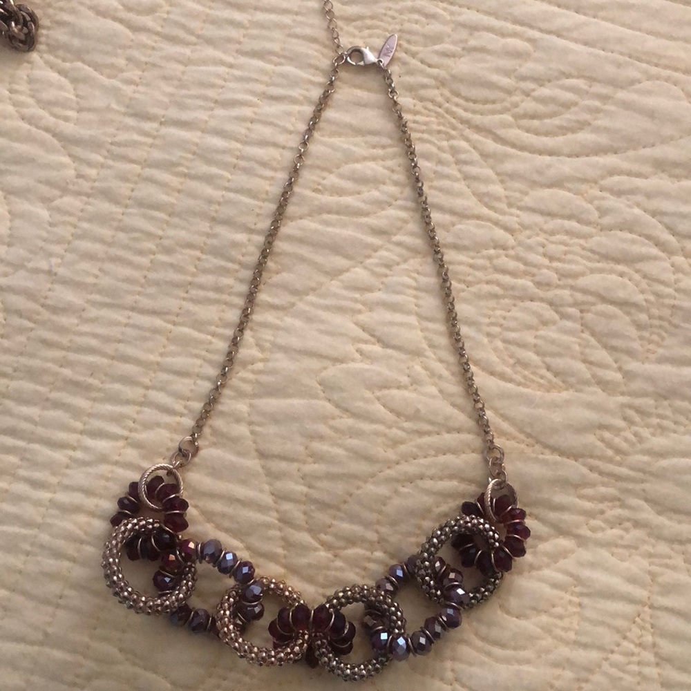 Iridescent maroon stone necklace